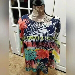 - Women’s Ruby RD PXL Tropical Colorful Floral Flowy Poncho Tunic Layered …